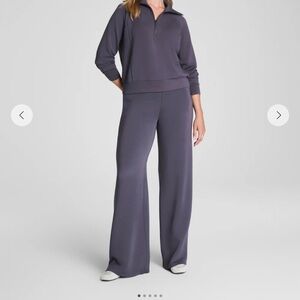 SPANX  air essentials Charcoal Wide Leg pants and top